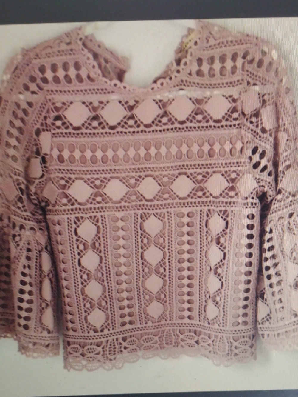 Boho Style Lace Crochet Top in Blush Pink